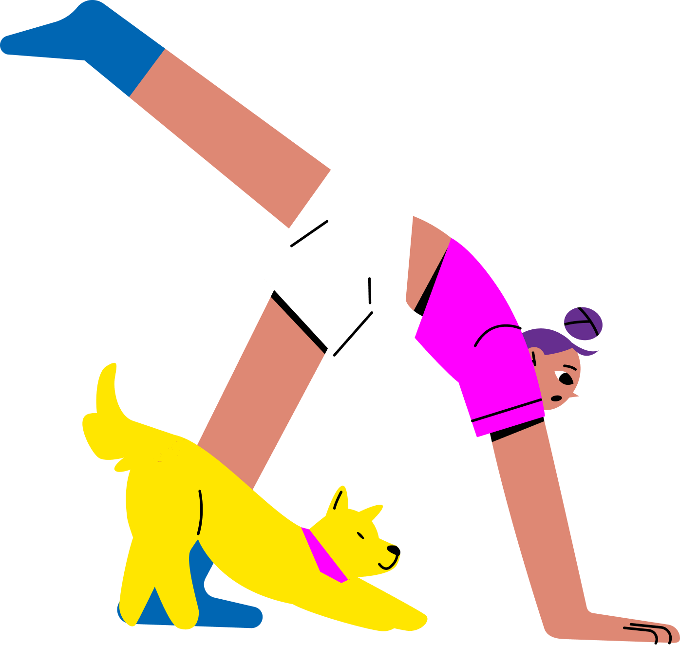 Yoga with a yellow dog